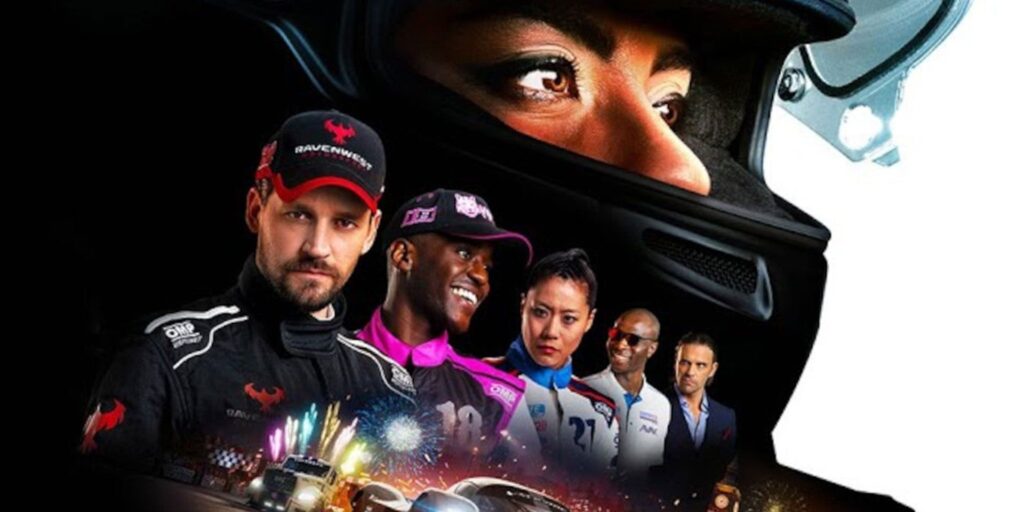 Grid Legends' main key art, showing a series of pilots looking fiercely at the camera.