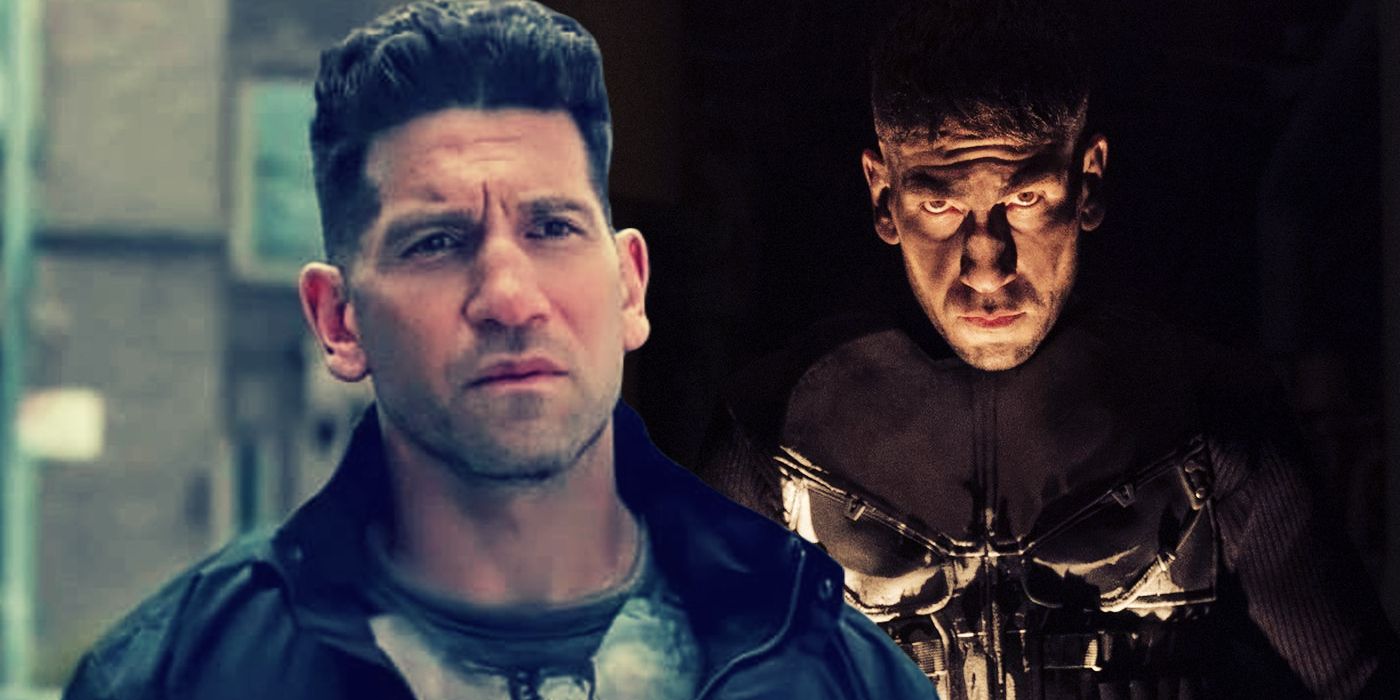 Split Image of Jon Bernthal's Frank Castle, the Punisher in shadows