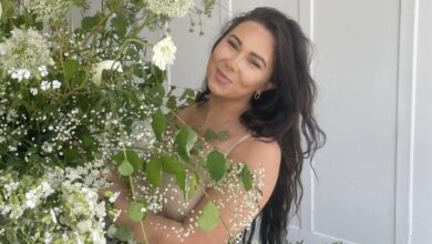 Irina Solomonova from Love is Blind season 4 next to flowers