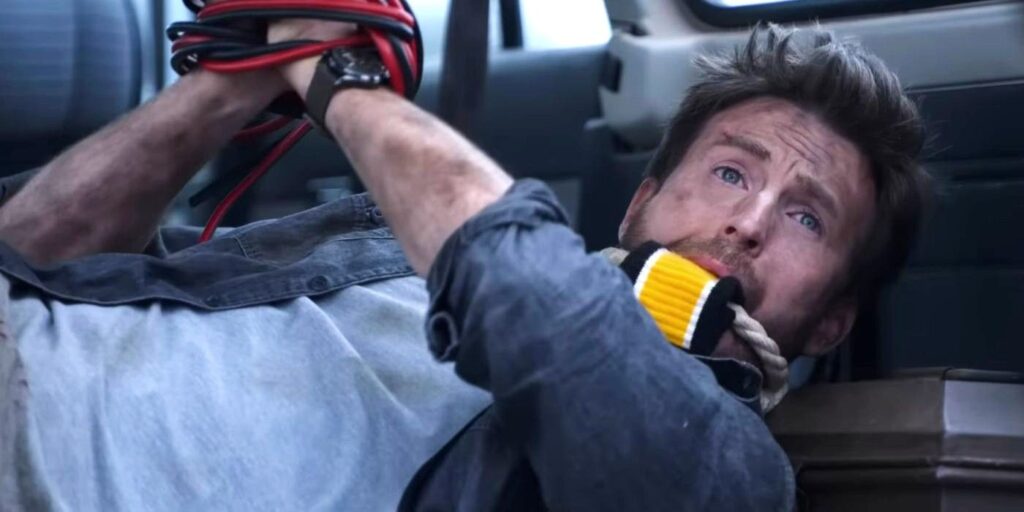 Chris Evans tied up in Ghosted