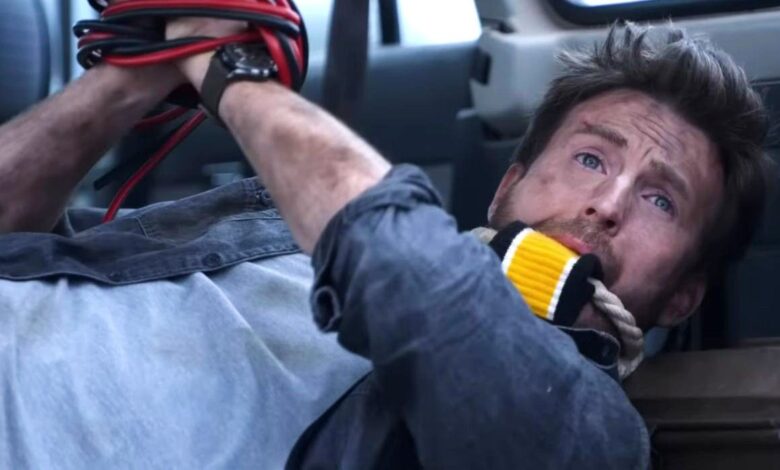Chris Evans tied up in Ghosted