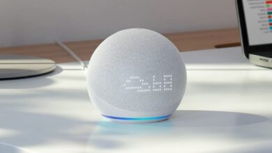 5th-gen Amazon Echo Dot smart speaker in Glacier White color
