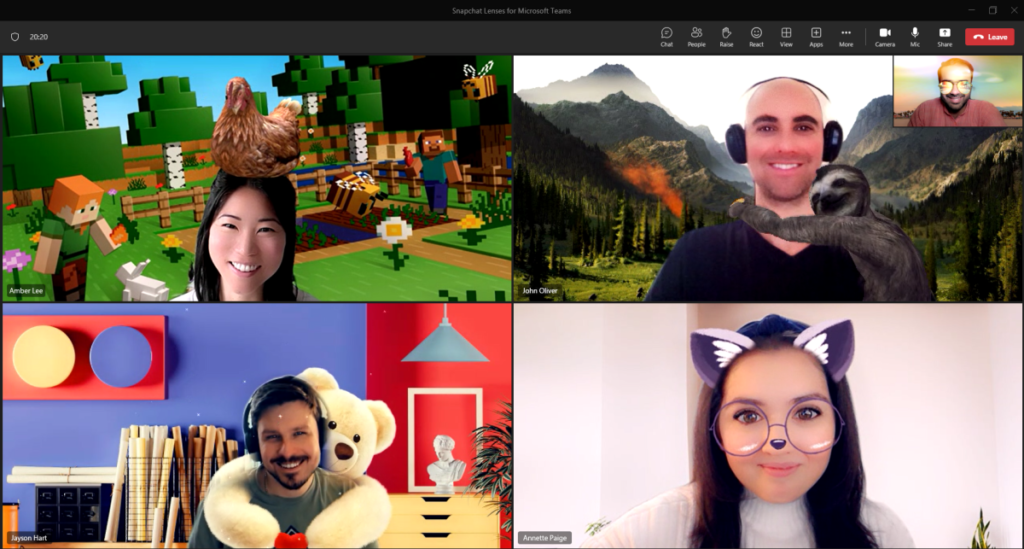 Ahora puede acceder a Snapchat Lenses durante las reuniones de Microsoft Teams