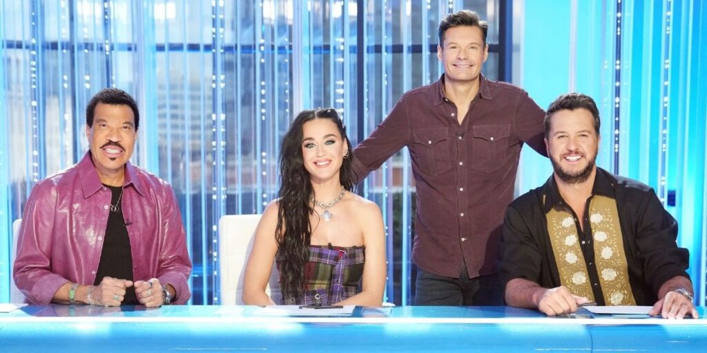 American Idol Judges Lionel Richie Katy Perry Luke Bryan Host Ryan Seacrest at auditions