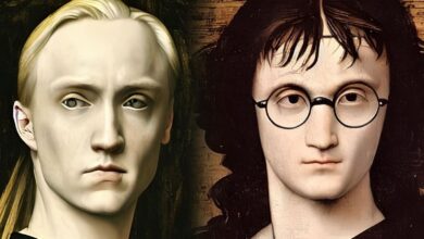 Harry Potter and Draco Malfoy drawn as Leonardo Di Vinci potraits