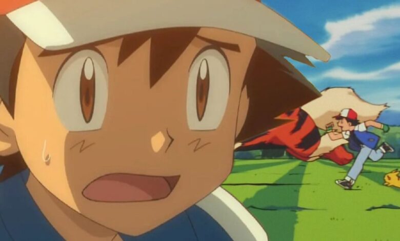Pokémon's Ash traveling across the land.