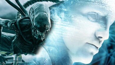Prometheus' Engineer and an Alien Xenomorph.