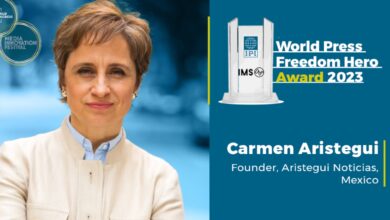 Carmen Aristegui, reconocida  con el Premio  "Héroe Mundial de la Libertad de Prensa"  2023