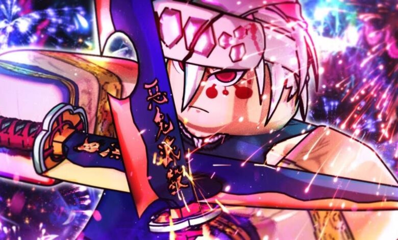 Roblox Anime Showdown! Cover Image with Demon Slayer Hashira Character as Main Promotional Character