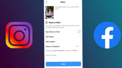 Instagram Reels Facebook sharing option