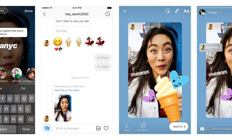 Image of the mention feature on Instagram