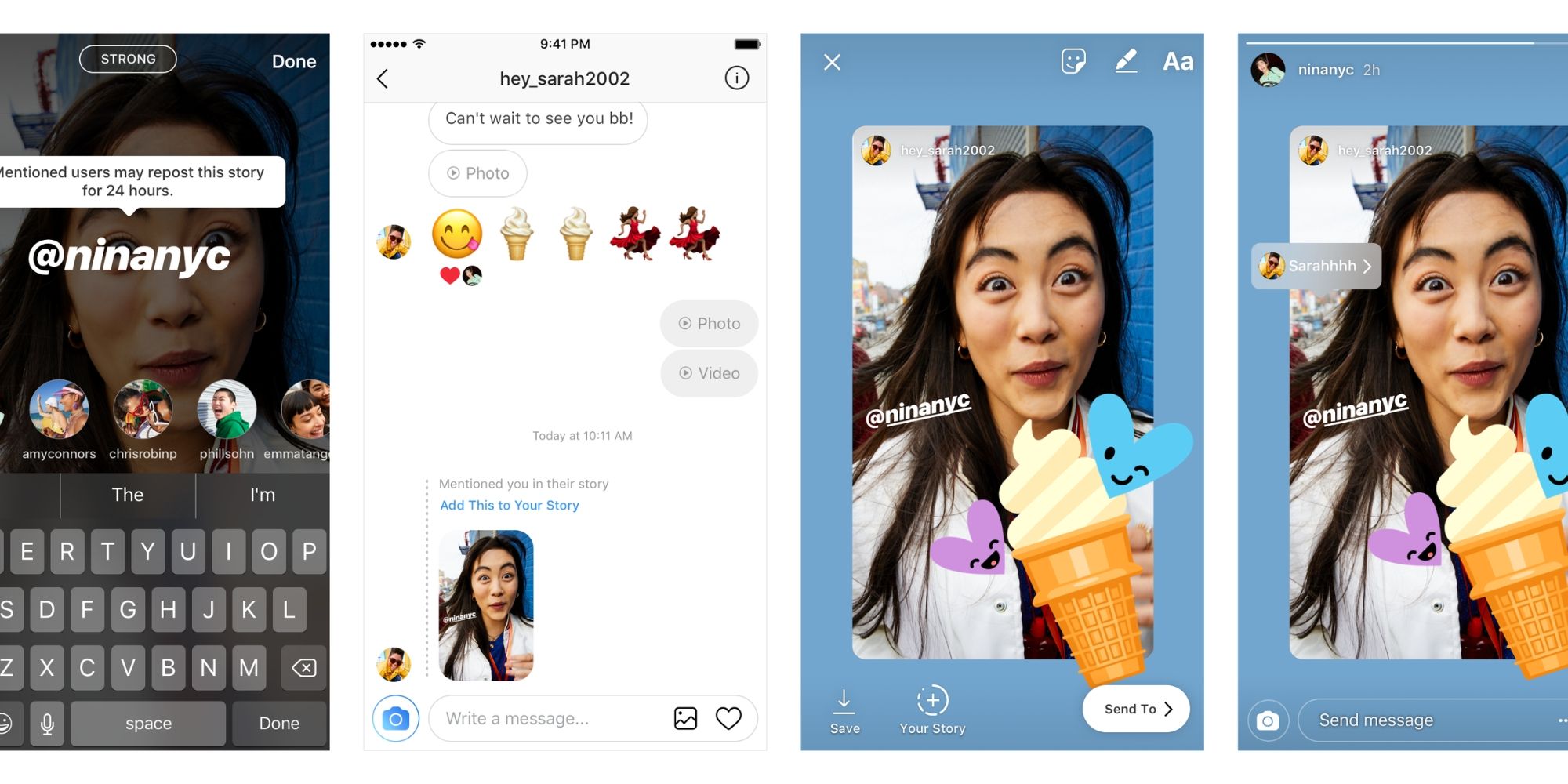 Image of the mention feature on Instagram