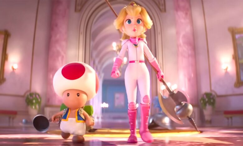 Toad and Princess Peach in The Super Mario Bros. Movie