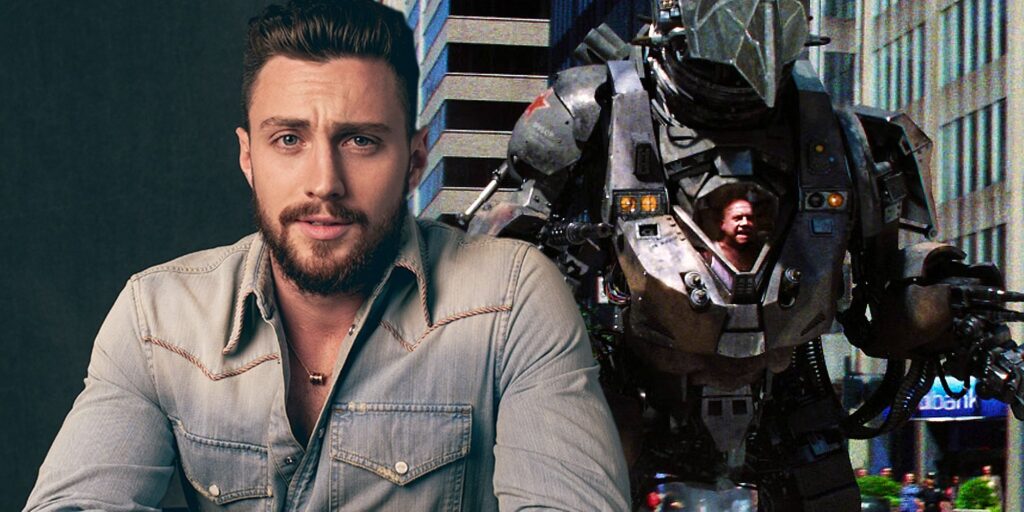 Aaron Taylor Johnson next to Paul Giamatti's Rhino in Amazing Spider-Man 2