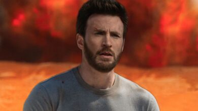 Chris Evans in Front of an Explosion in Ghosted Edited
