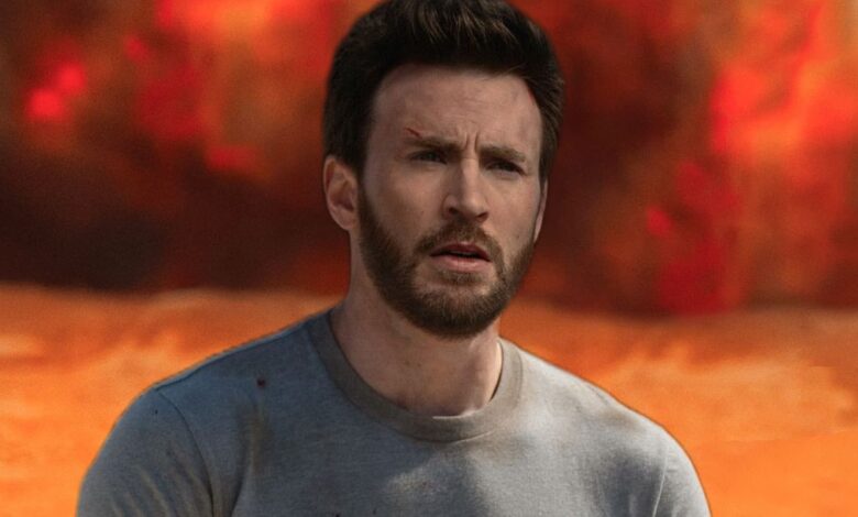 Chris Evans in Front of an Explosion in Ghosted Edited