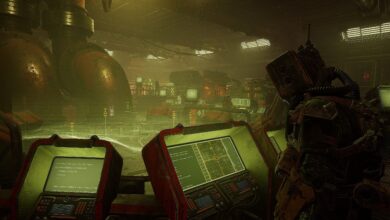 A Raider examines a screen in their sanctuary in Meet Your Maker