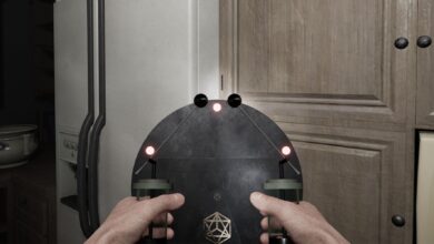 Demonologist holding esg tool abandoned house kitchen