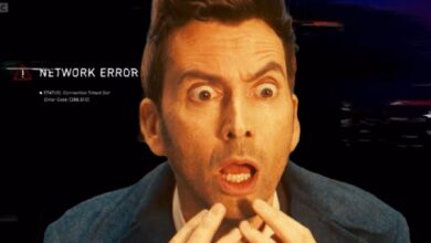 Fourtheenth Doctor shocked face in Doctor Who 60th Anniversary special