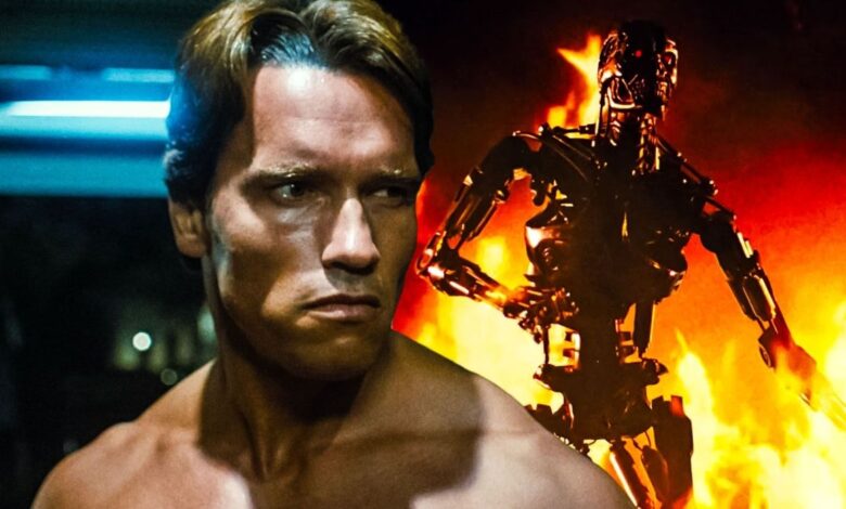 Terminator intact next to one on fire.