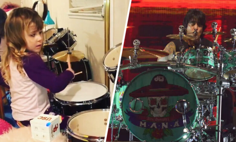 El baterista de Maná conocerá a una fan prodigiosa gracias a una baqueta lanzada durante un concierto