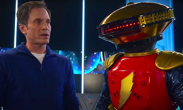 The Blue Ranger Billy Cranston and Alpha 5 in Mighty Morphin Power Rangers Once & Always