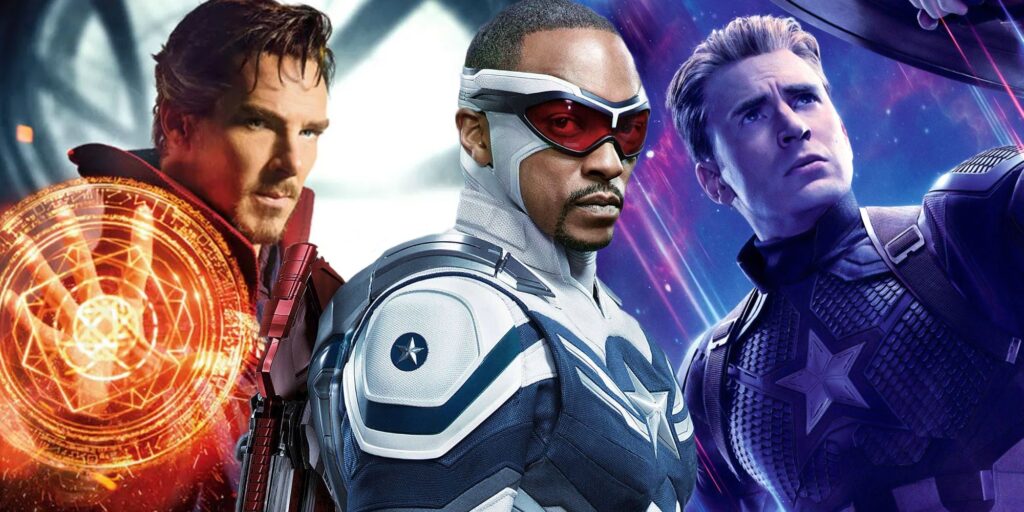 Sam Wilson and Steve Rogers' Captain America's and Doctor Strange doing magic