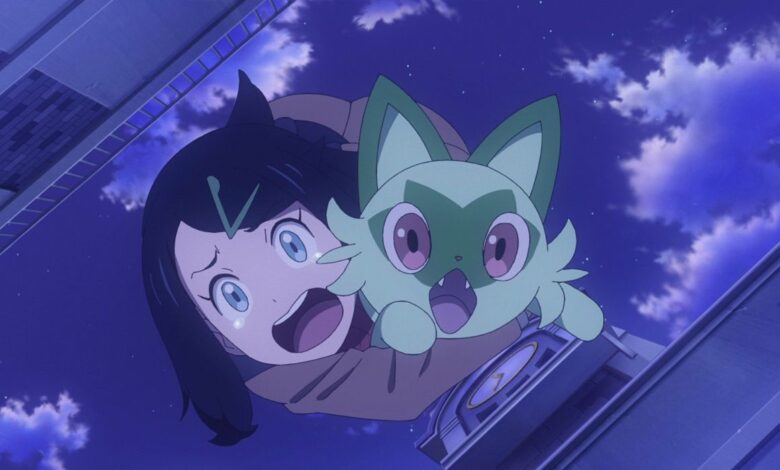 Pokemon-Horizons-Liko-Sprigatito-fall