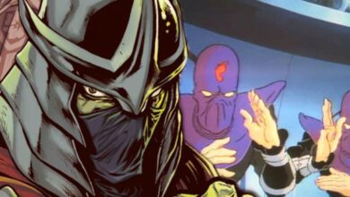 TMNT: Shredder and two Foot Clan ninjas.