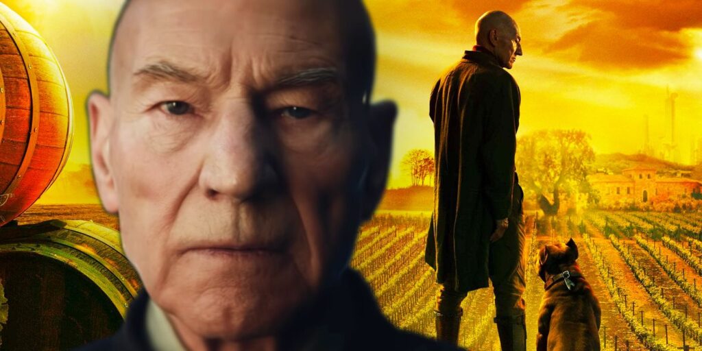 Patrick Stewart as Picard with Dog in Star Trek