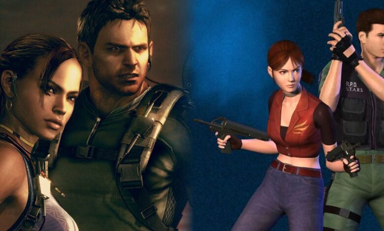 Chris and Sheva from Resident Evil 5 pictured next to Claire and Chris from Code Veronica.