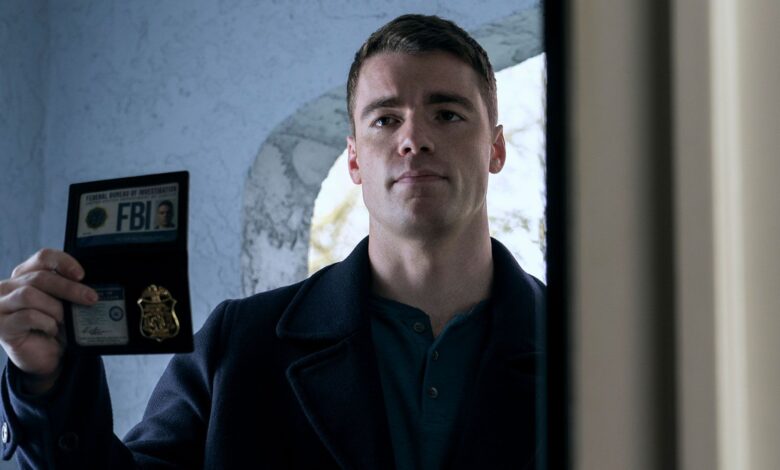 Peter pulls out his FBI badge in The Night Agent