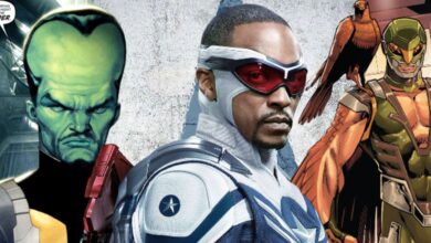 Split Image of The Leader, Anthony Mackie as Captain America, and Joaquin Torres