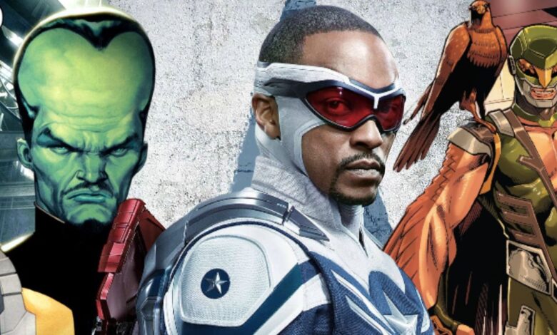 Split Image of The Leader, Anthony Mackie as Captain America, and Joaquin Torres