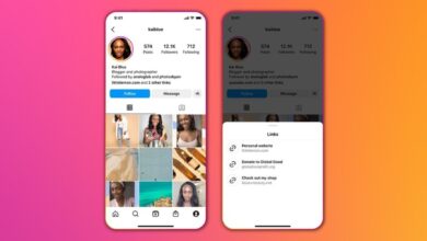 Image of the new multiple external links feature released by Instagram