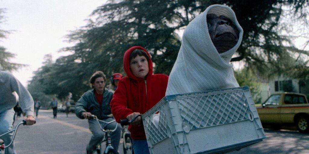 The kids riding bikes in ET the Extraterrestrial's Bike Scene