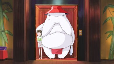 Radish Spirit standing in an elevator with Chihiro.