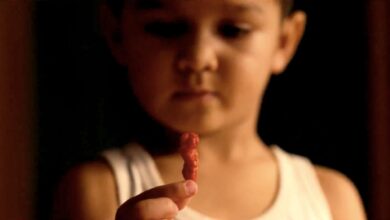 Child Holding a Cheeto in Flamin Hot