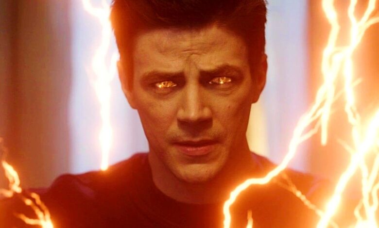 Grant Gustin as Barry Allen Surrounded by Lightning in The Flash Season 8