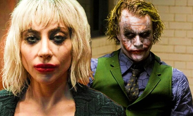 Lady Gaga as Harley Quinn and Heath Ledger as the Joker