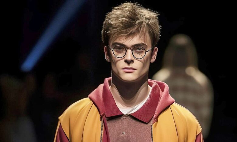 Harry in Gryffindor tracksuit in AI art