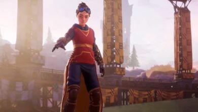 A Quidditch player calling her broom from the ground in the trailer for Harry Potter: Quidditch Champions.