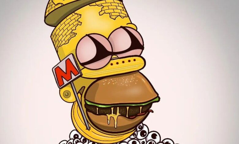 Homer Simpson as a bunch of Simpsons Easter eggs art