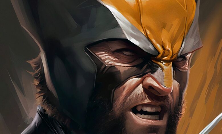 Fan art of Hugh Jackman with yellow Wolverine suit