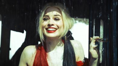 Margot Robbie As Harley Quinn Smiling In The Rain In The Suicide Squad