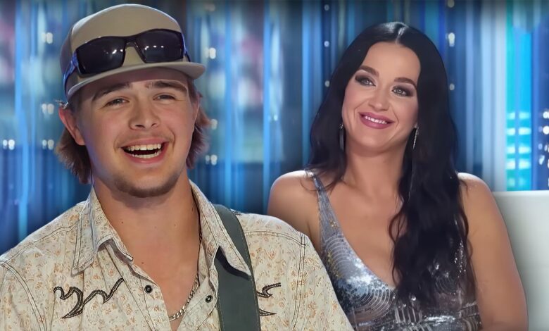 American Idol's Colin Stough and Katy Perry smiling