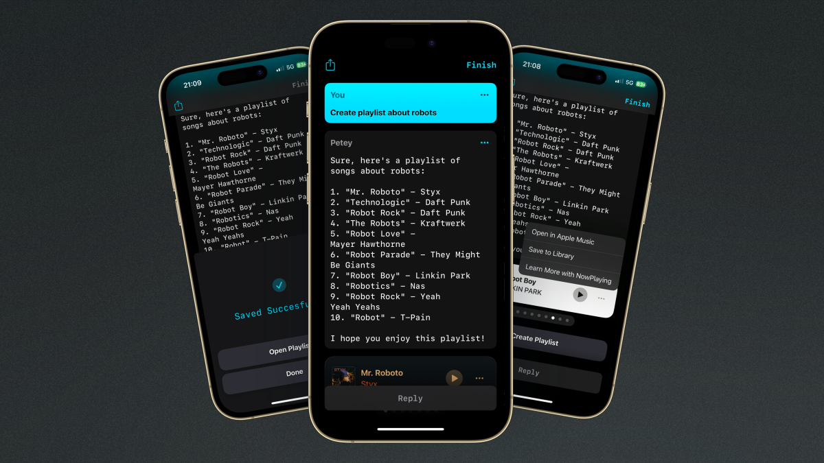 La aplicación de inteligencia artificial Petey usa ChatGPT para crear listas de reproducción de Apple Music para ti