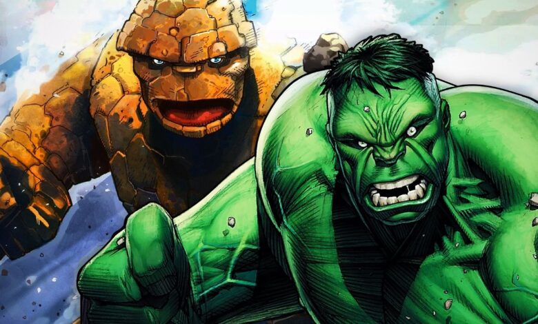 Hulk and The Thing Fight in Comic