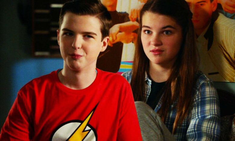 Iain Armitage as Sheldon Cooper and Raegan Revord as Missy Cooper in Young Sheldon S06 episode 17