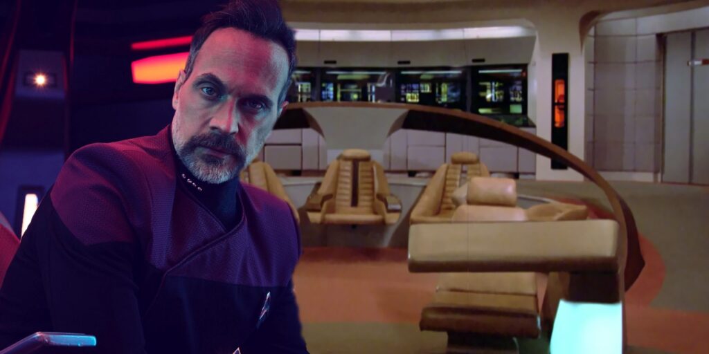 Captain Shaw on the Titan and the TNG Enterprise bridge